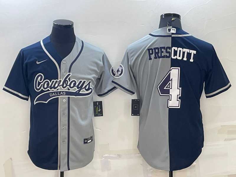 Men's Dallas Cowboys #4 Dak Prescott Navy Blue Grey Two Tone With Patch Cool Base Stitched Baseball Jersey,We sell and wholesale Men's Dallas Cowboys #4 Dak Prescott Navy Blue Grey Two Tone With Patch Cool Base Stitched Baseball Jersey on line form chian!
